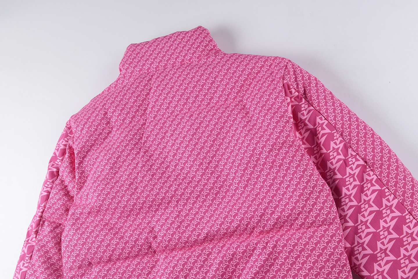 Sp5der Pink Monogram Puffer Jacket16