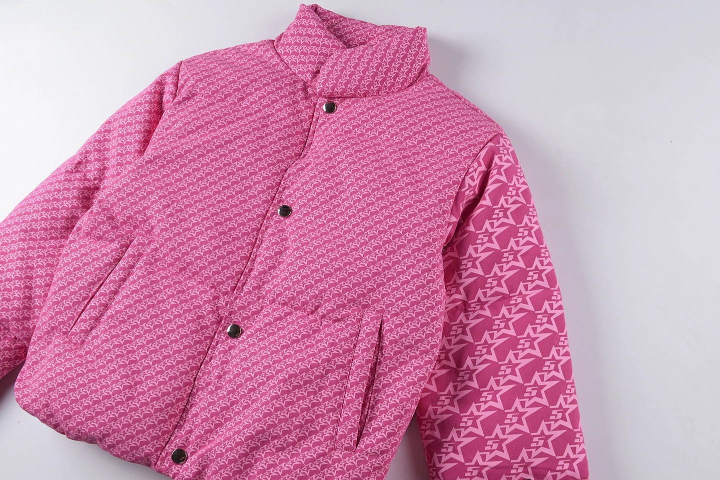 Sp5der Pink Monogram Puffer Jacket19