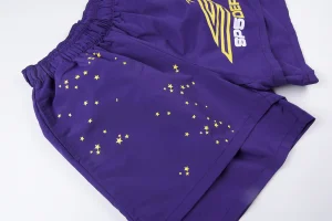 Sp5der Purple Star Logo Graphic Shorts1