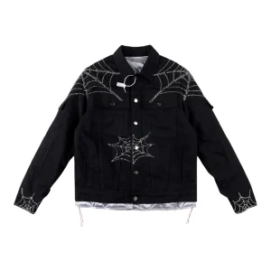 Sp5der Rhinestone Web Utility Jacket Front view