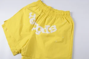 Sp5der Sunburst Yellow Logo Graphic Shorts10