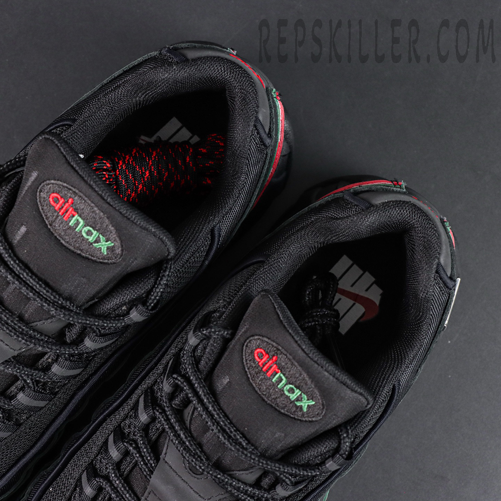 Undefeated x Nike Air Max 95 Black sneakers, tongue and inner lining detail with Air Max branding