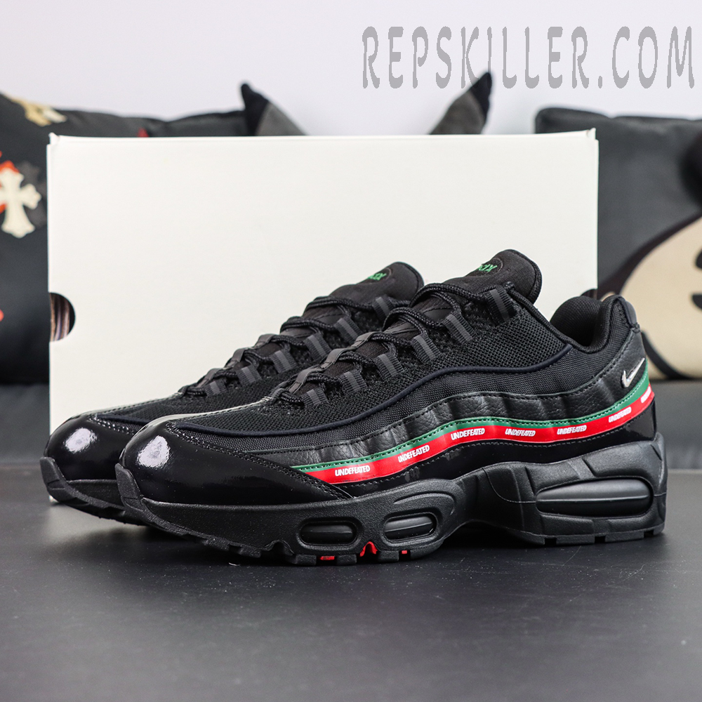 Undefeated x Nike Air Max 95 Black sneakers displayed with original shoebox