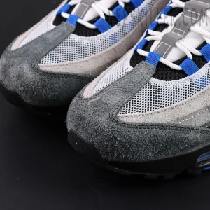 Undefeated x Nike Air Max 95 “Concord” sneakers, toe box close-up showing suede overlay and mesh upper