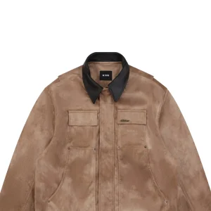 We11done Faux Suede Leather Collar Padded Jacket