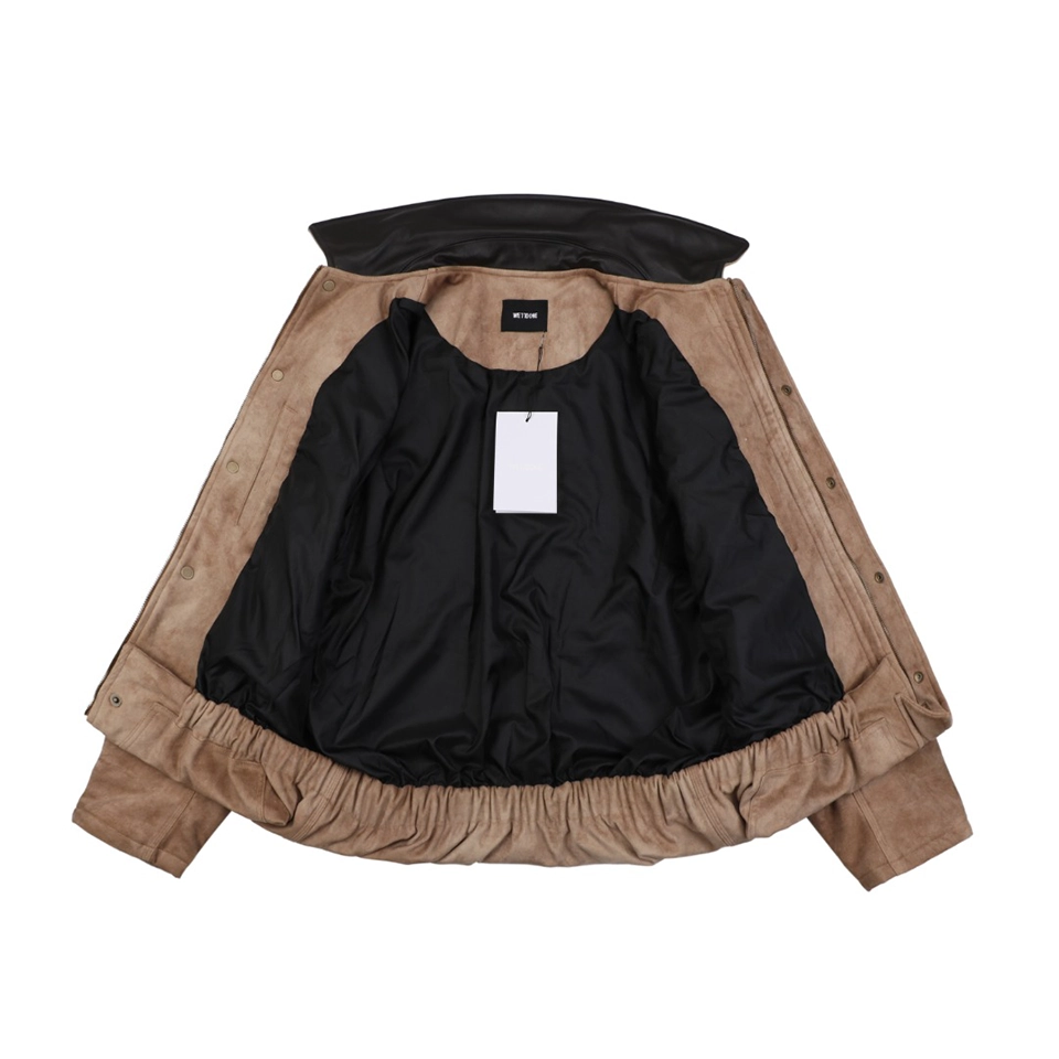 We11done Faux Suede Leather Collar Padded Jacket Lining