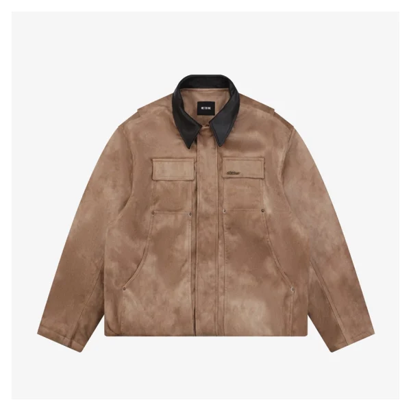 We11done Faux Suede Leather Collar Padded Jacket Front view