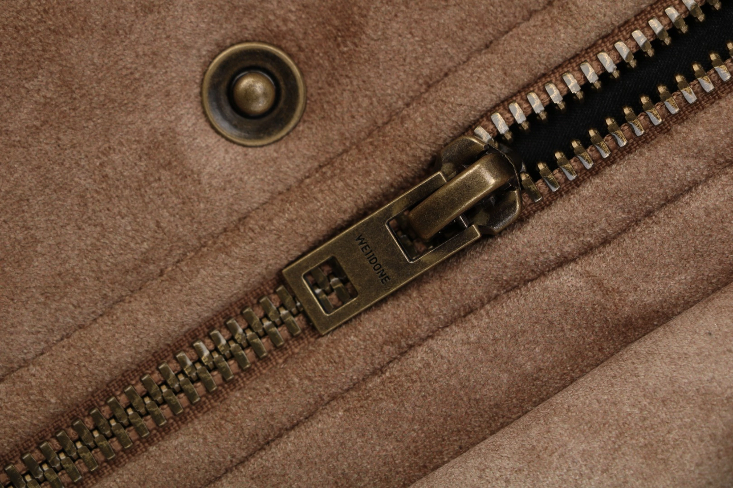 We11done Faux Suede Leather Collar Padded Jacket Zipper puller