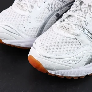 A.P.C. x ASICS Gel Kayano 14 “White Pure Silver” toe detail with breathable mesh and stitching