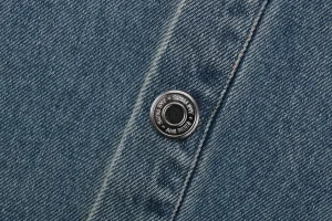 AMI Paris Heart Logo Embroidered Denim Shirt Button
