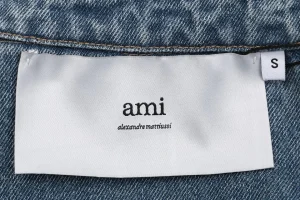 AMI Paris Heart Logo Embroidered Denim Shirt Brand label