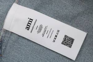 AMI Paris Heart Logo Embroidered Denim Shirt Wash label