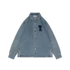 AMI Paris Heart Logo Embroidered Denim Shirt