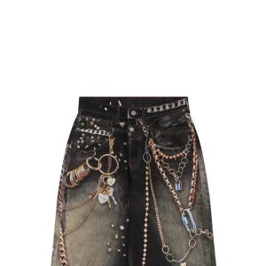 Acne Studios 1981M Chain Print Vintage Wash Denim Jeans