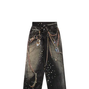 Acne Studios 1981M Chain Print Vintage Wash Denim Jeans