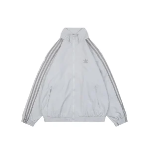 Adidas Originals Three-Stripes Stand-Collar Track Jacket Grey Front view
