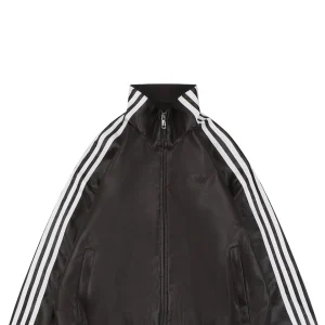 Adidas Originals Trefoil Faux Leather Track Jacket Dark Brown