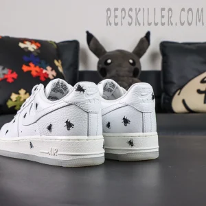 Air Force 1 rear side view with all-over fly graphics and classic Air sole