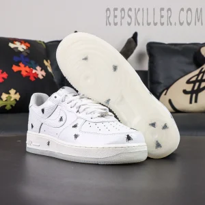 Air Force 1 outsole view with translucent sole featuring embedded fly graphics