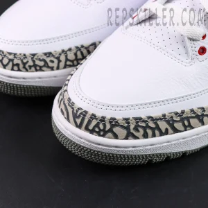Air Jordan 3 “True Blue” toe detail with elephant print overlay and premium leather