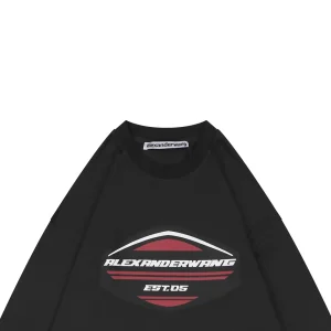 Alexander Wang Retro Shield Logo Graphic Washed Cotton Shirt