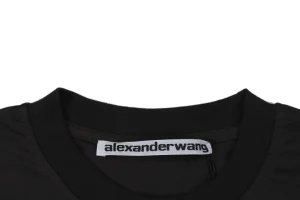 Alexander Wang Retro Shield Logo Graphic Washed Cotton Shirt Collar