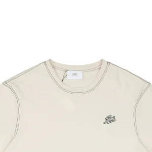 Ami Logo Embroidered Contrast Stitch T-Shirt