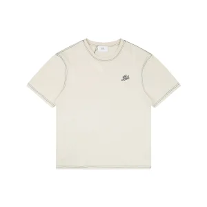 Ami Logo Embroidered Contrast Stitch T-Shirt Front view