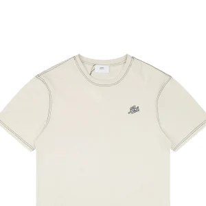 Ami Logo Embroidered Contrast Stitch T-Shirt