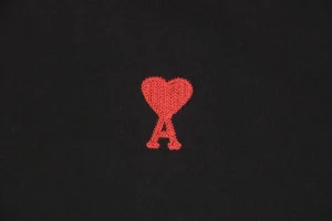 Ami Paris Ami de Cœur Embroidered T-Shirt Black Brand