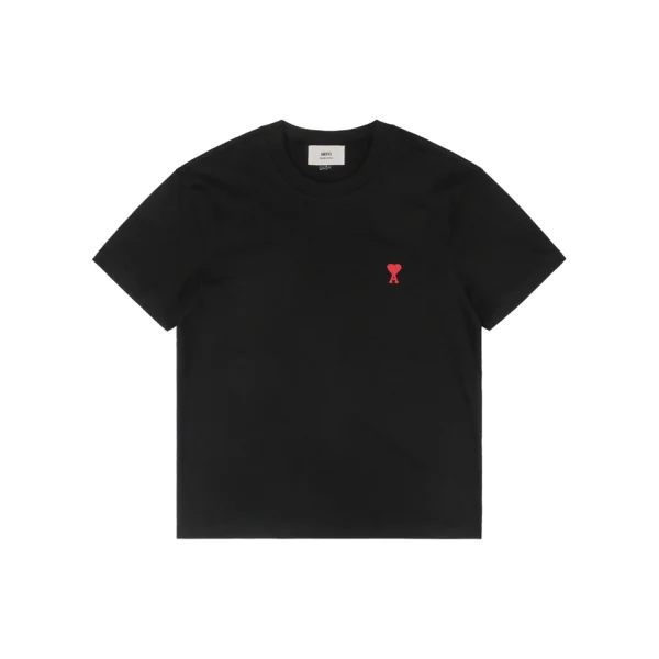 Ami Paris Ami de Cœur Embroidered T-Shirt Black Front view