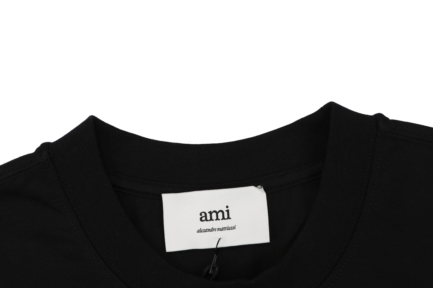 Ami Paris Big Heart Logo Embroidered Cotton T-Shirt Brand label