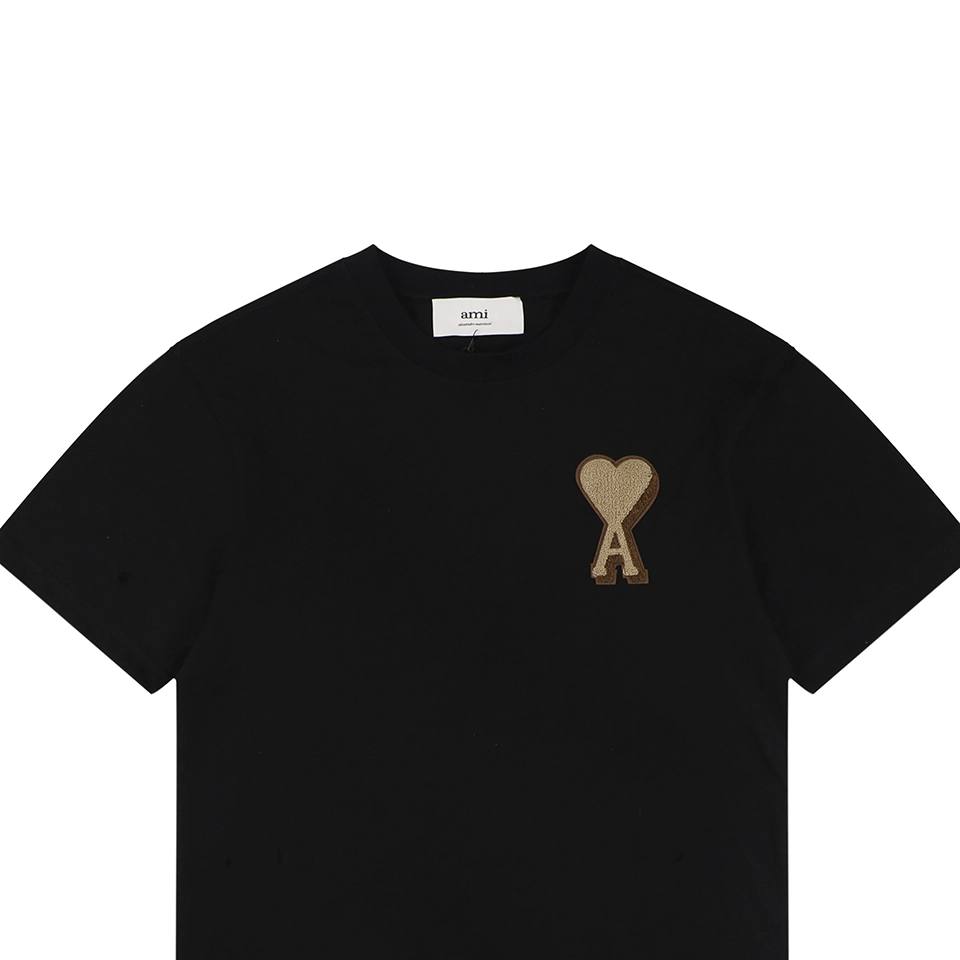 Ami Paris Big Heart Logo Embroidered Cotton T-Shirt