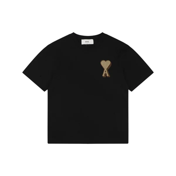 Ami Paris Big Heart Logo Embroidered Cotton T-Shirt Front view
