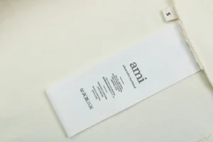 Ami Paris Heart Logo PDV Print Cotton T-Shirt Wash label