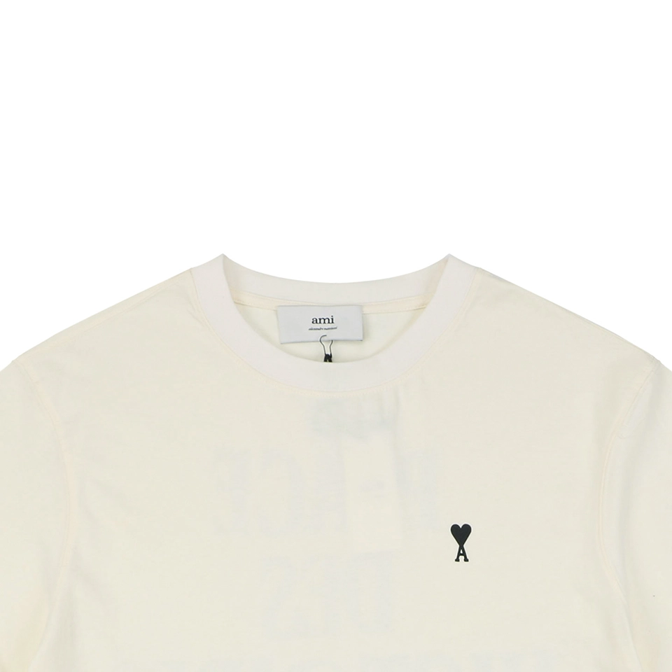 Ami Paris Heart Logo PDV Print Cotton T-Shirt