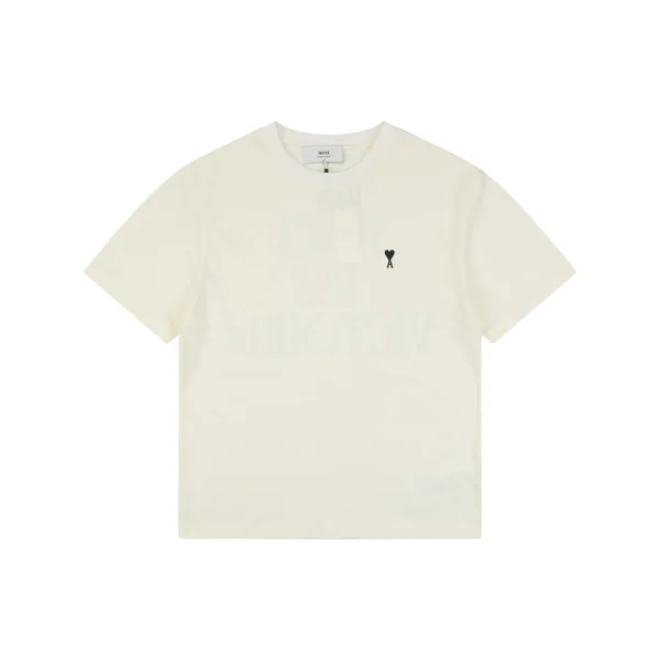 Ami Paris Heart Logo PDV Print Cotton T-Shirt Front view