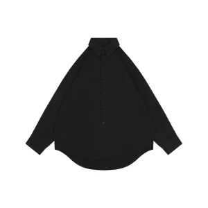 Balenciaga Rhinestone Logo Back Oversized Shirt Black Front view