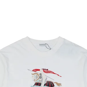 Burberry Color Equestrian Knight Embroidered Washed Cotton T-Shirt White