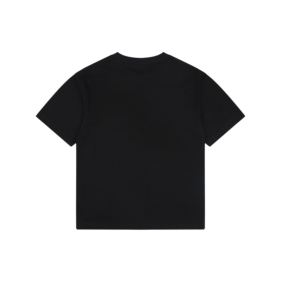 Burberry Color Equestrian Knight Embroidered Washed Cotton T-Shirt Black Back view