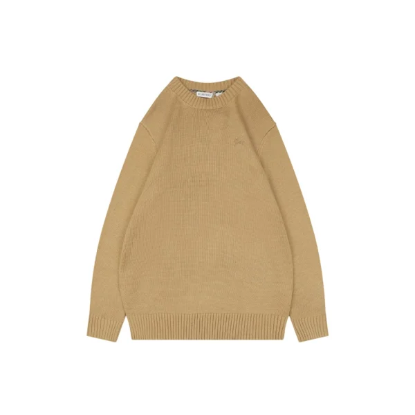 Burberry Equestrian Knight Embroidered Cashmere-Blend Crewneck Sweater Brown Front view
