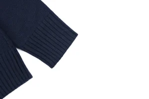 Burberry Equestrian Knight Embroidered Cashmere-Blend Crewneck Sweater Navy Cuff