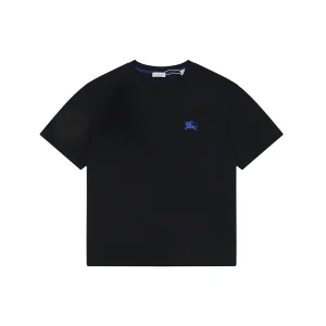 Burberry Equestrian Knight Embroidered Cotton T-Shirt Black Front view