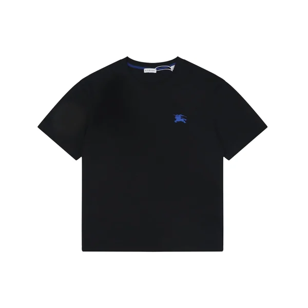 Burberry Equestrian Knight Embroidered Cotton T-Shirt Black Front view