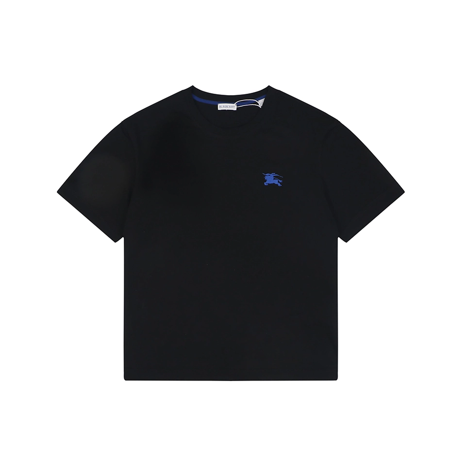 Burberry Equestrian Knight Embroidered Cotton T-Shirt Black Front view