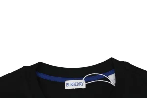 Burberry Equestrian Knight Embroidered Cotton T-Shirt Black Collar