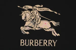 Burberry Gradient Check Equestrian Knight T-Shirt Black Front view