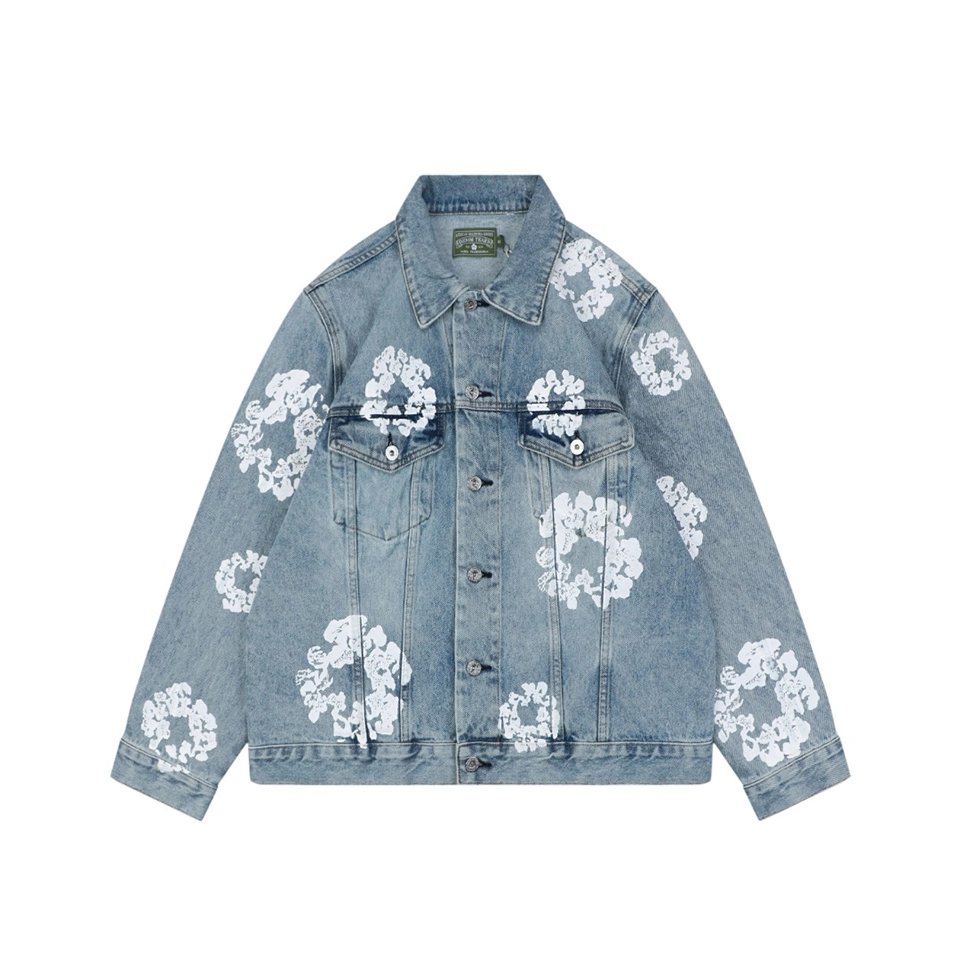 Denim Tears Cotton Wreath Selvedge Denim Jacket Front view Blue