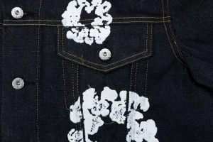 Denim Tears Cotton Wreath Selvedge Denim Jacket Black Pocket