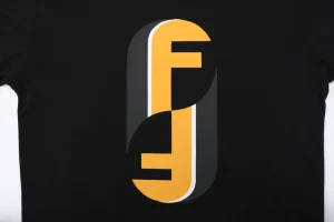 Fendi FF Logo Graphic T-Shirt Black Front Print